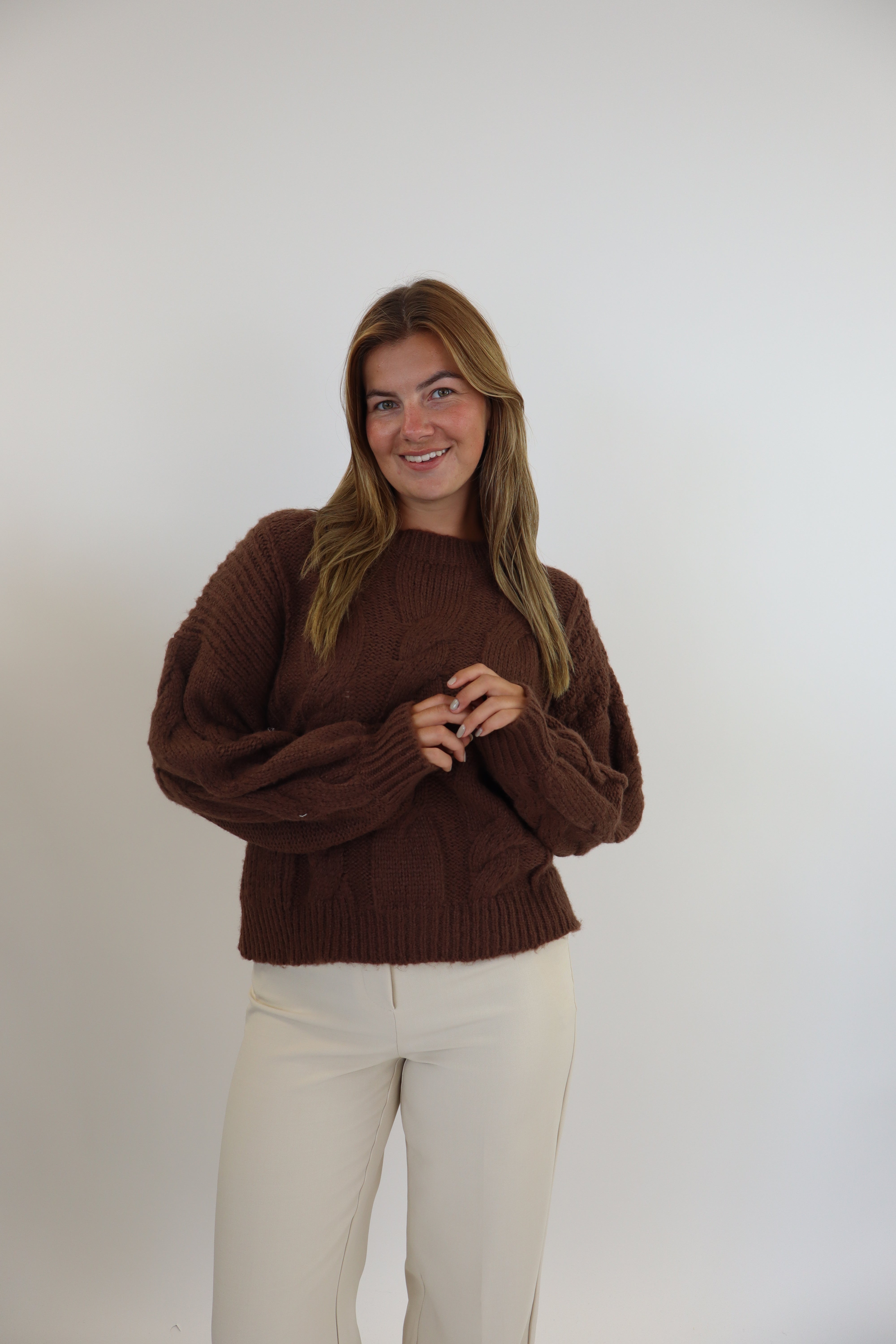 Ayanna Cable Sweater - Brown