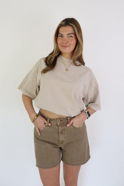 Evi Denim Shorts Taupe W3900-E