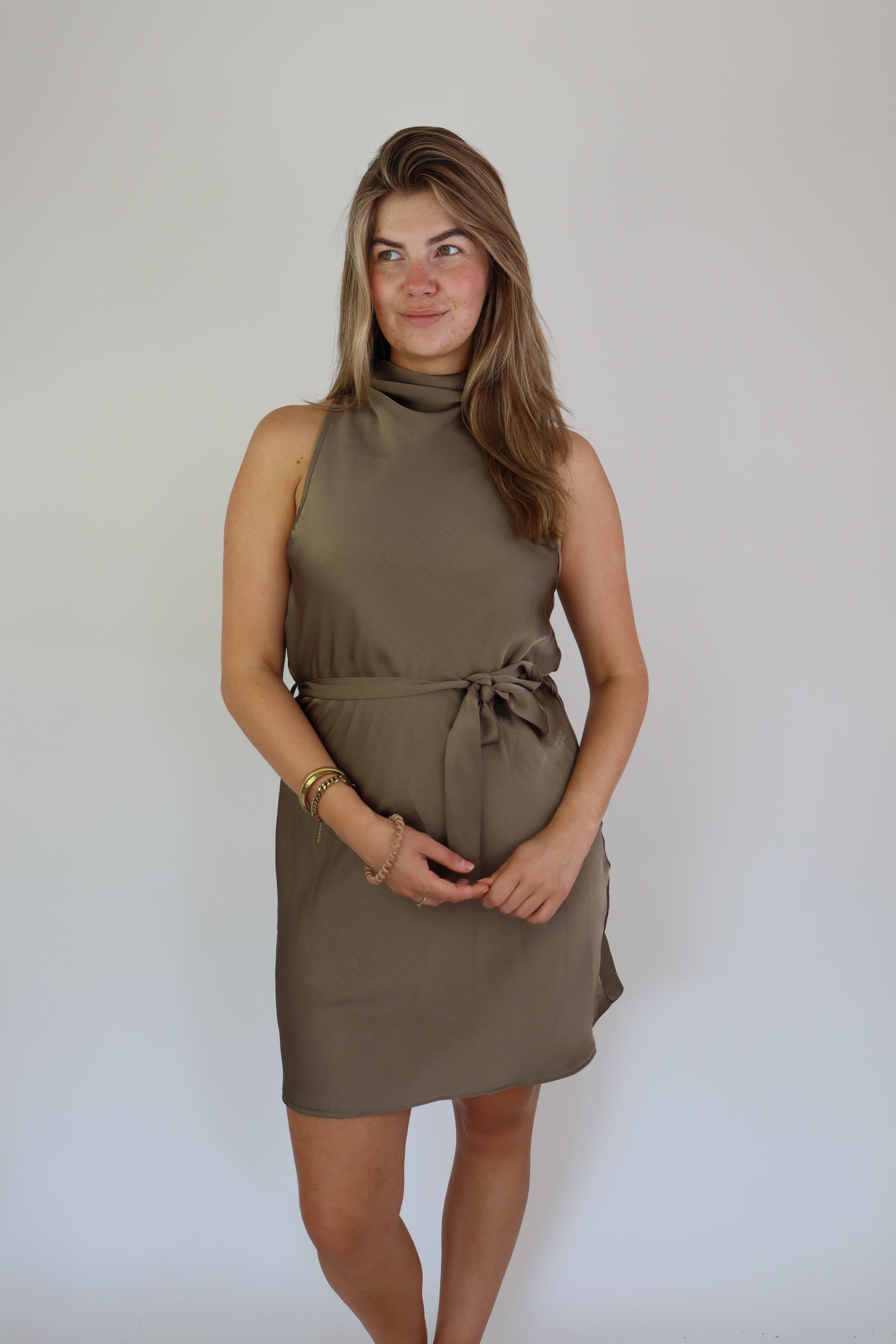 Satijnen Dress Taupe