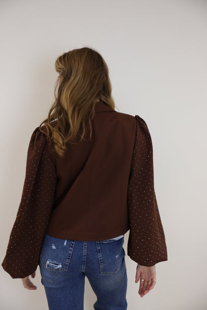 Blazer Long Sleeve Glitter Brown