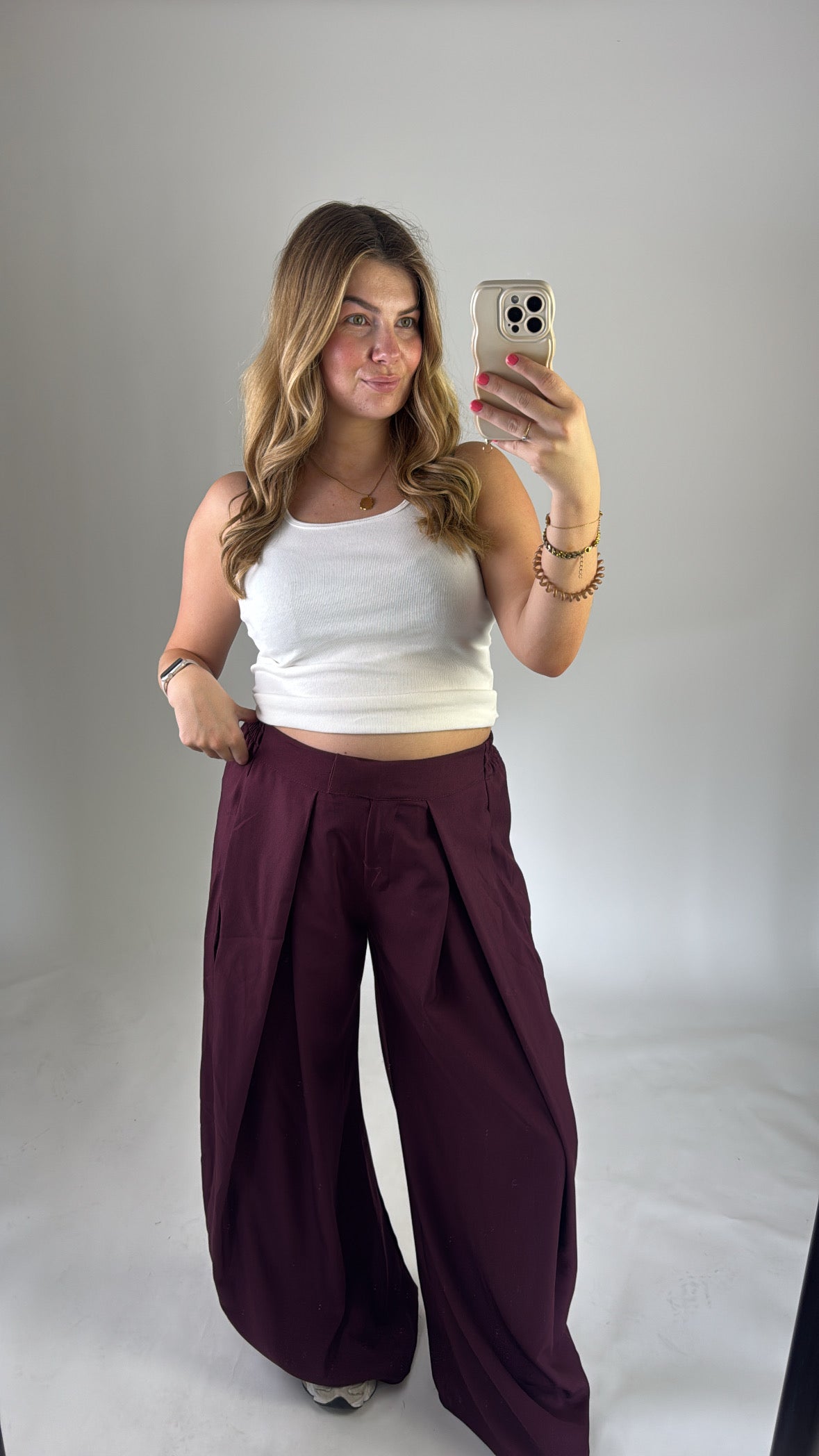 Joënne Baggy Pantalon Bordeaux