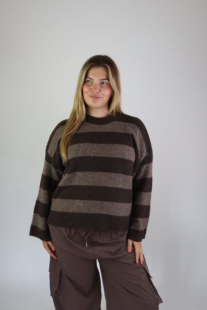 Selina Striped Sweater Brown/Taupe