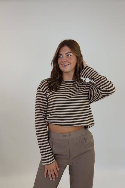 Amy Striped Top Beige/Brown