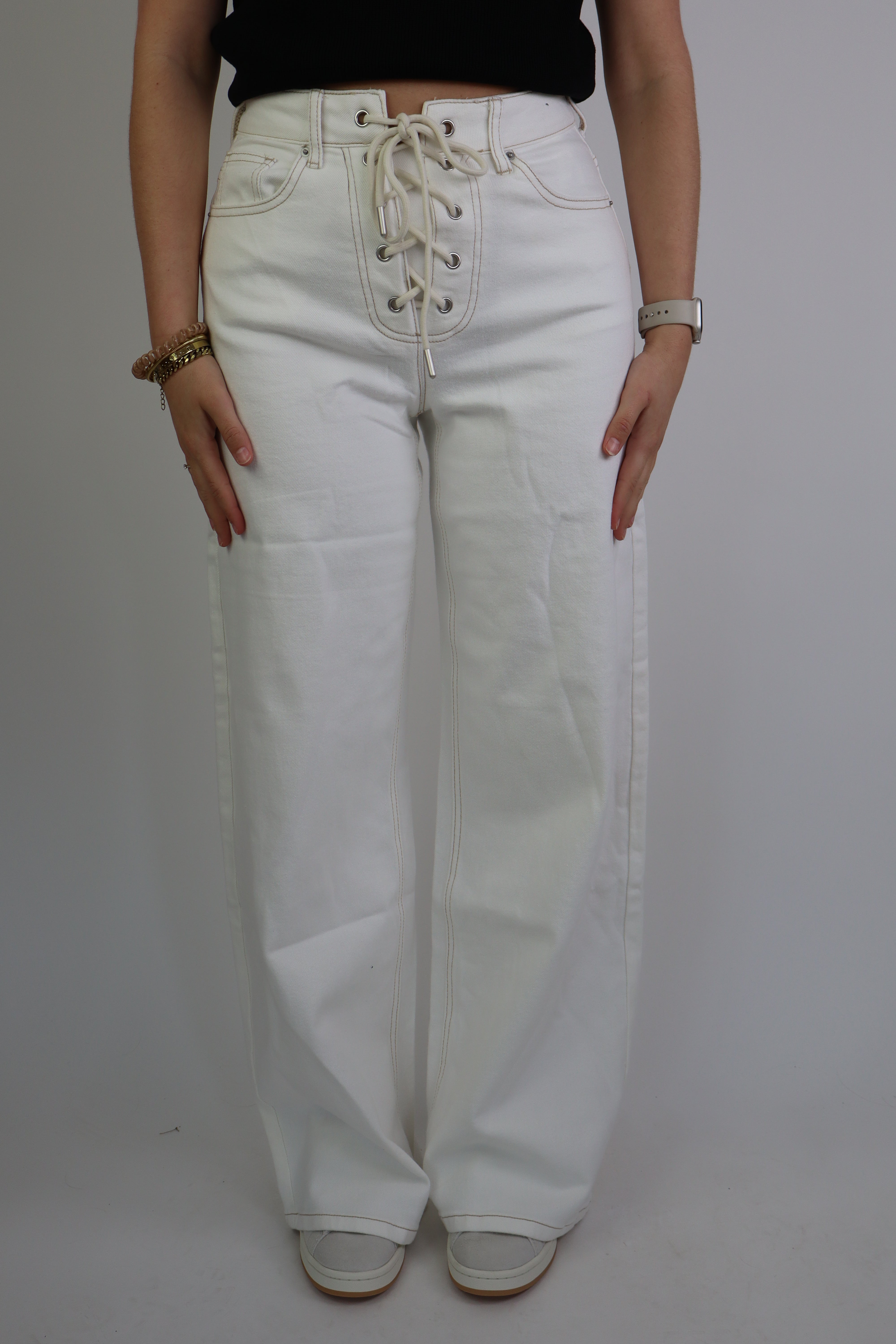 Wide Leg Jeans Rope White
