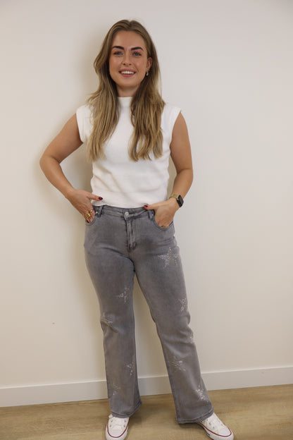 Glitter Star Jeans Grey