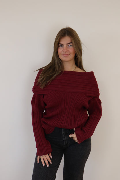 Off Shoulder Knit Bordeaux
