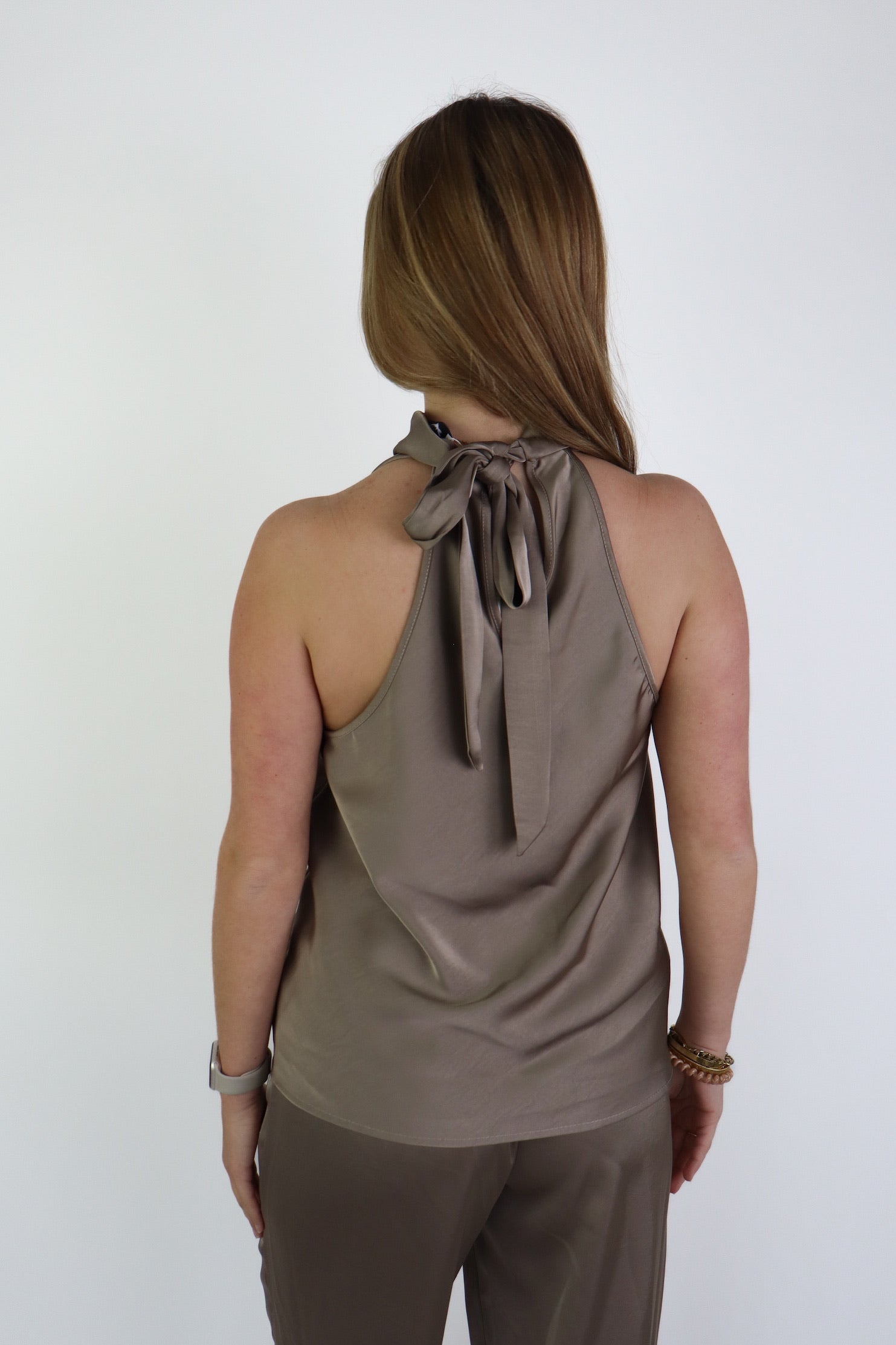 Satijnen Top Taupe
