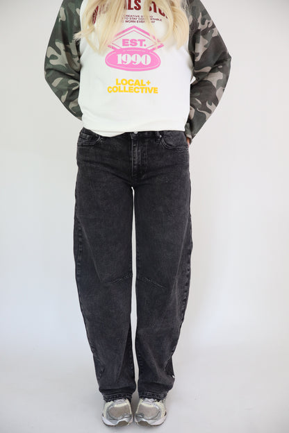 Laura Barrel Fit Jeans Black W3717-6