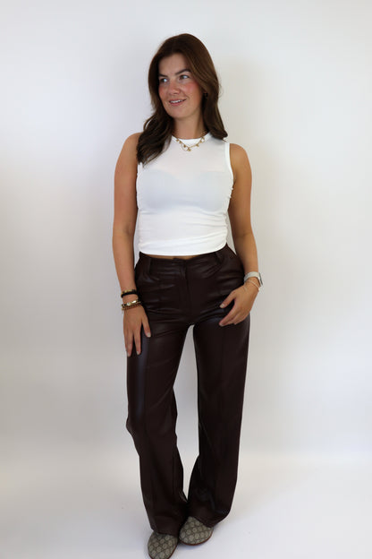 Caitlin Leather Pants Brown