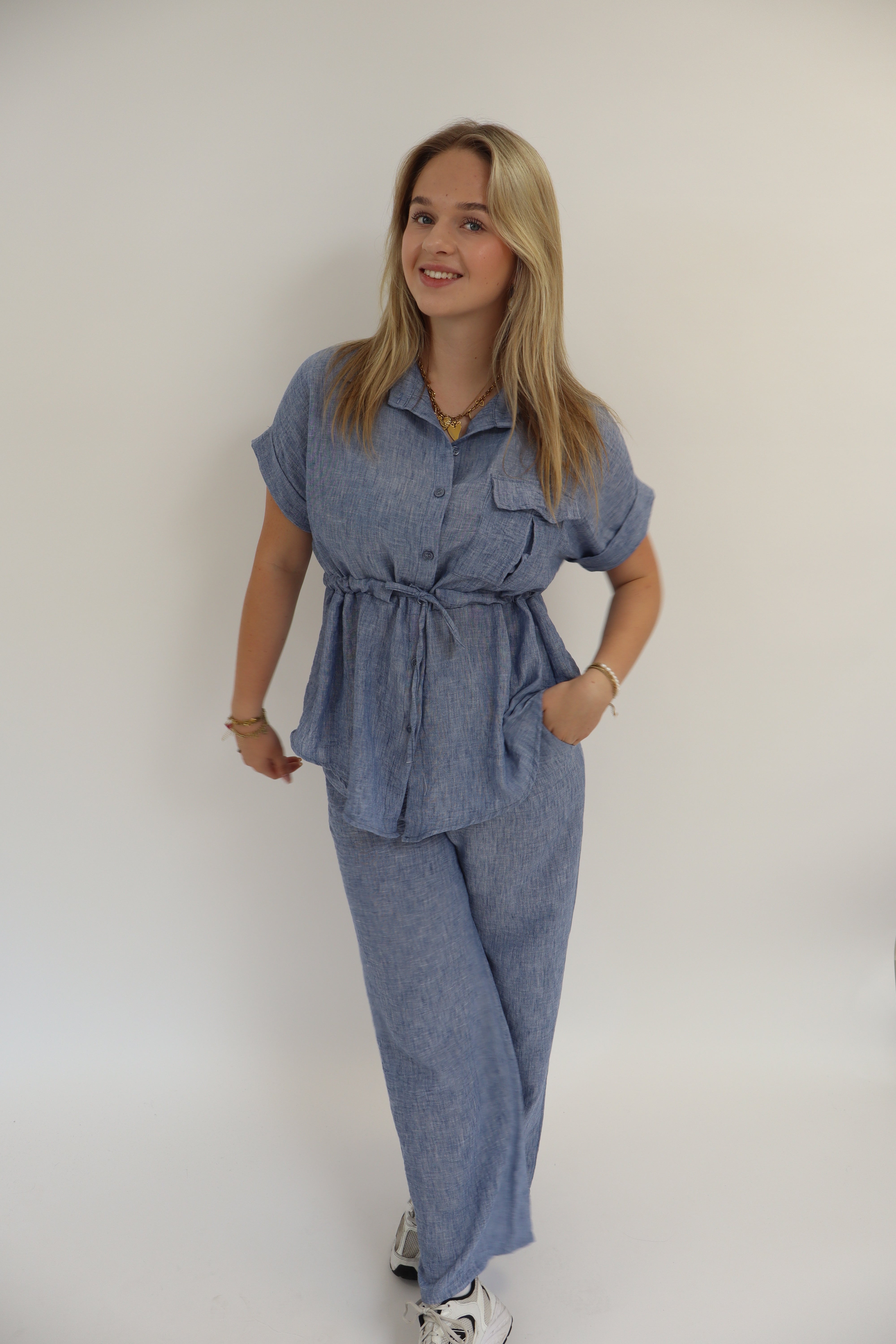 Marie Two Piece Set Denim Blue