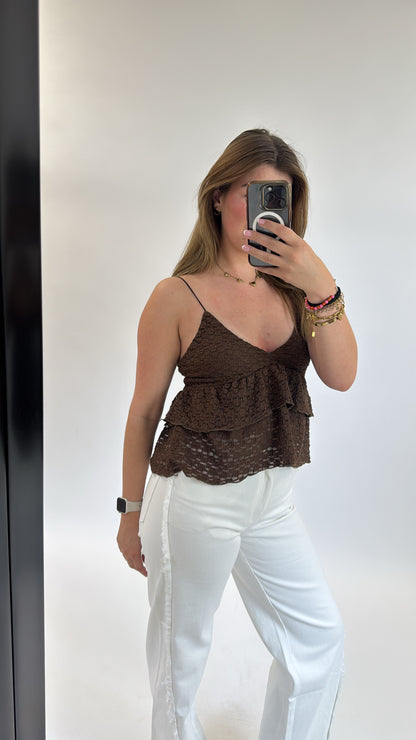Fleur Lace Top Brown