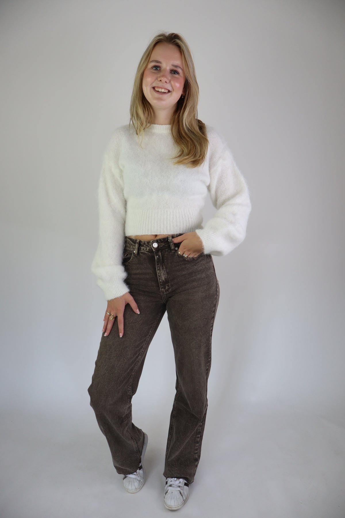 Tall Wide Leg Jeans Taupe W3636-24