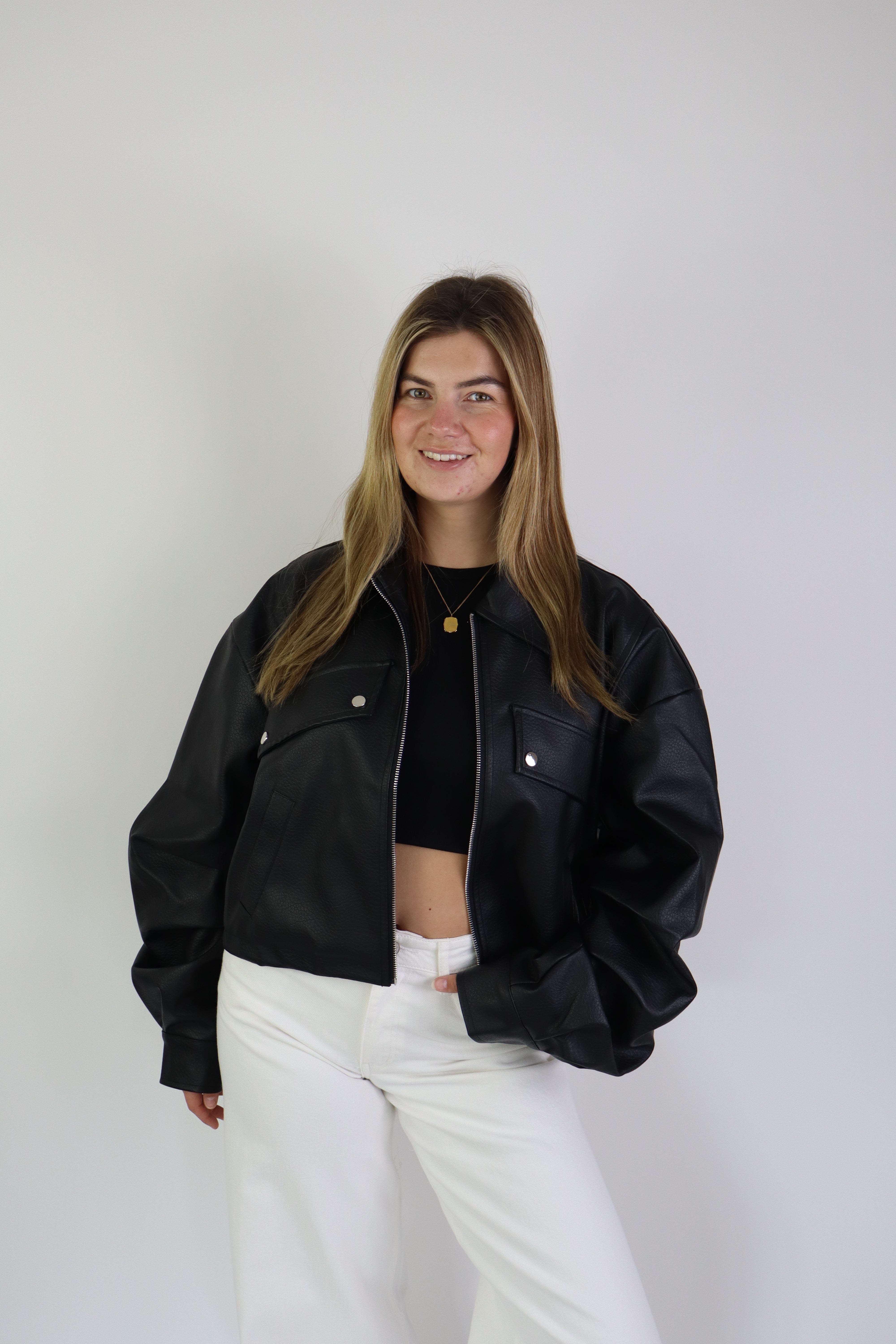 Jaeli Leather Jacket Black
