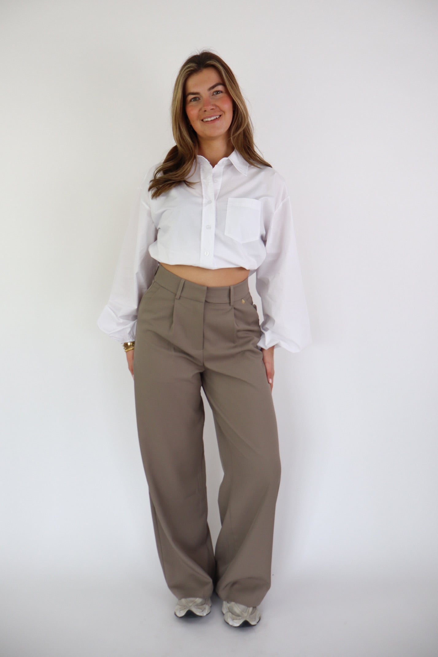 Bowie Wide Leg Pantalon Taupe