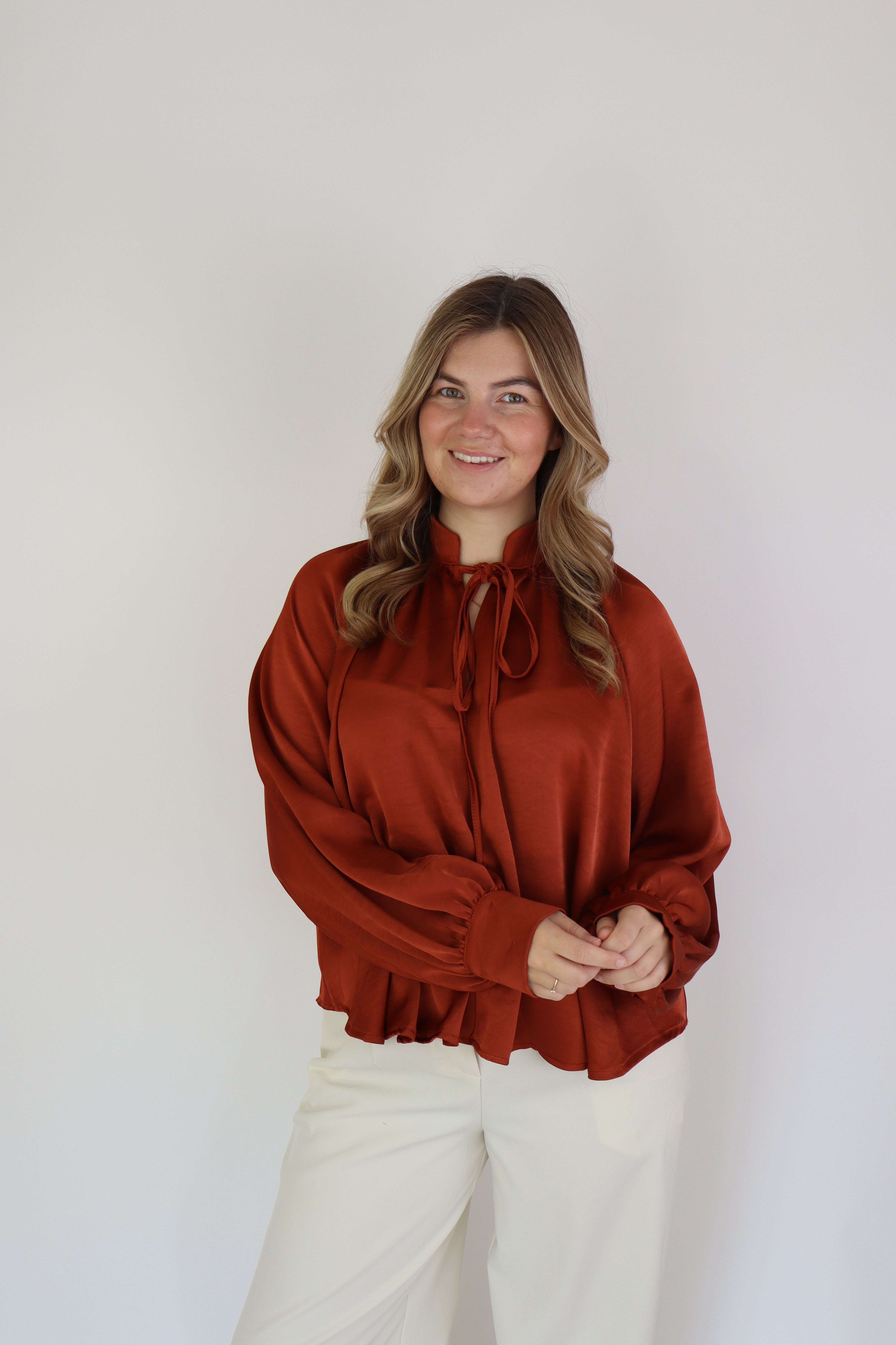 Layla Satijnen Blouse Roest
