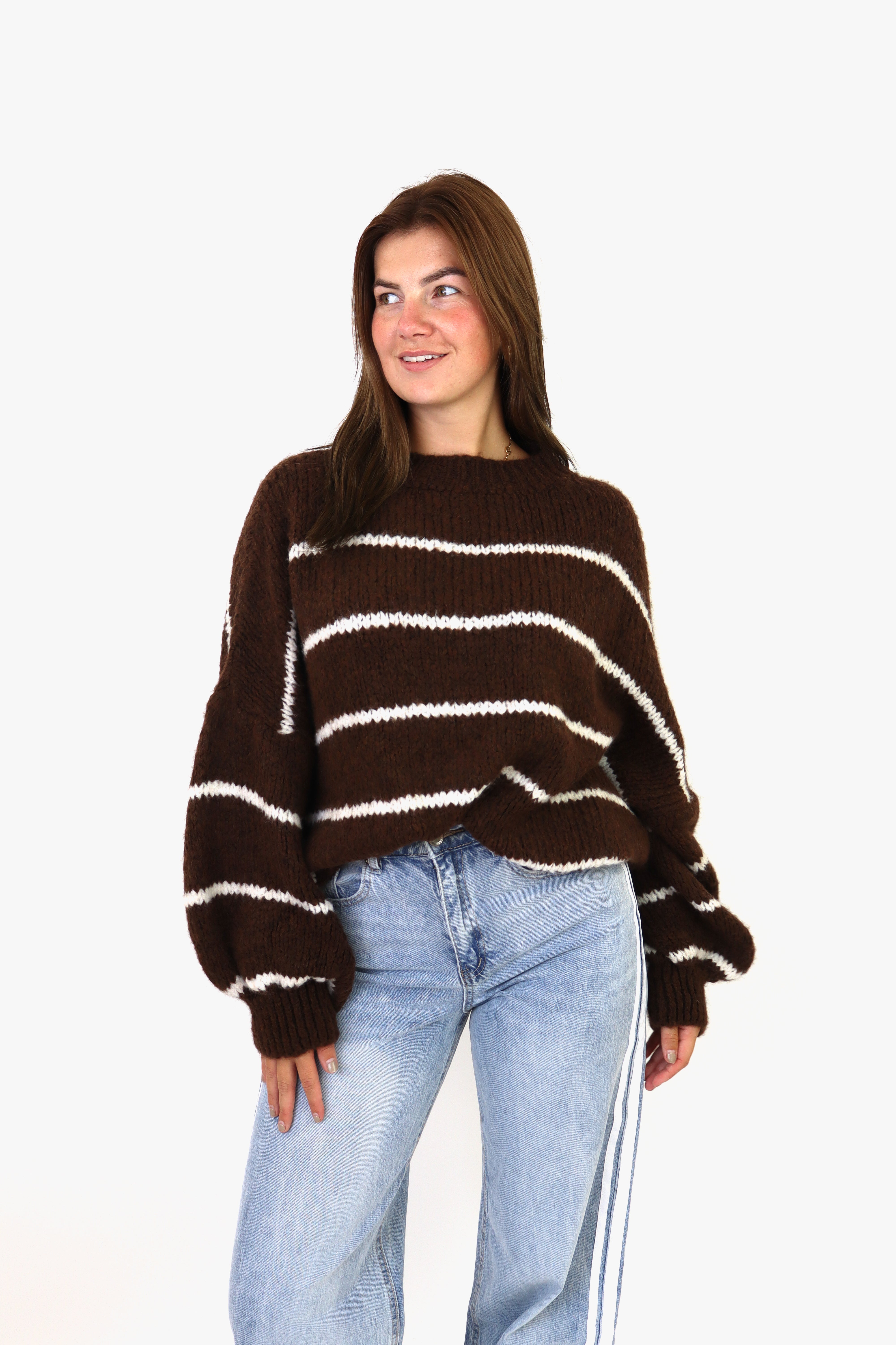 Ella Striped Sweater Brown