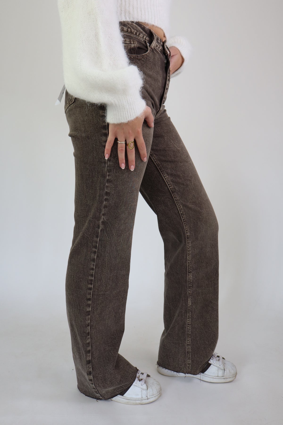 Tall Wide Leg Jeans Taupe W3636-24