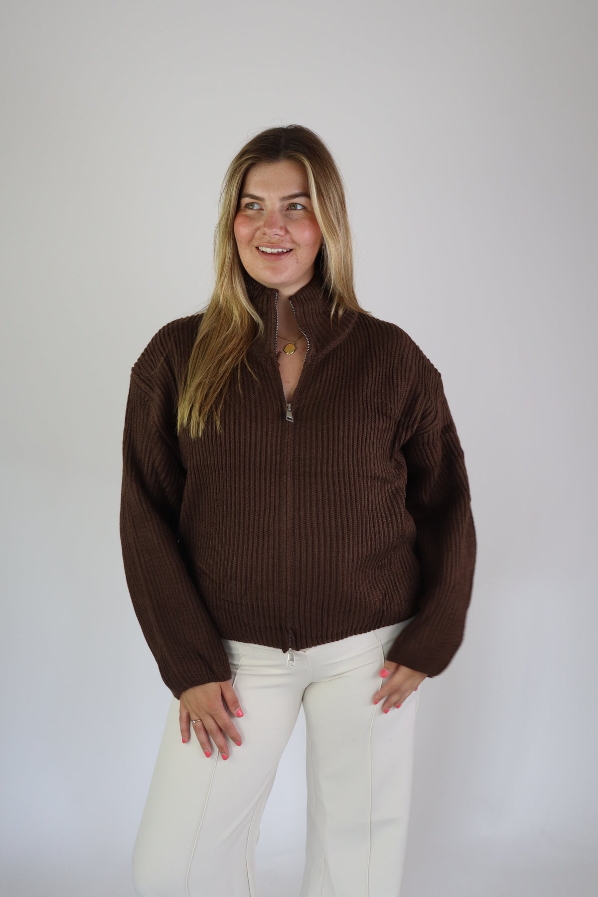 Lana Zip Vest Brown