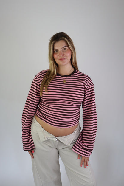 Elaine Striped Top Brown/Pink