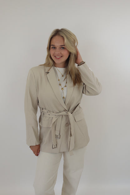 Ambika Belted Blazer Creme