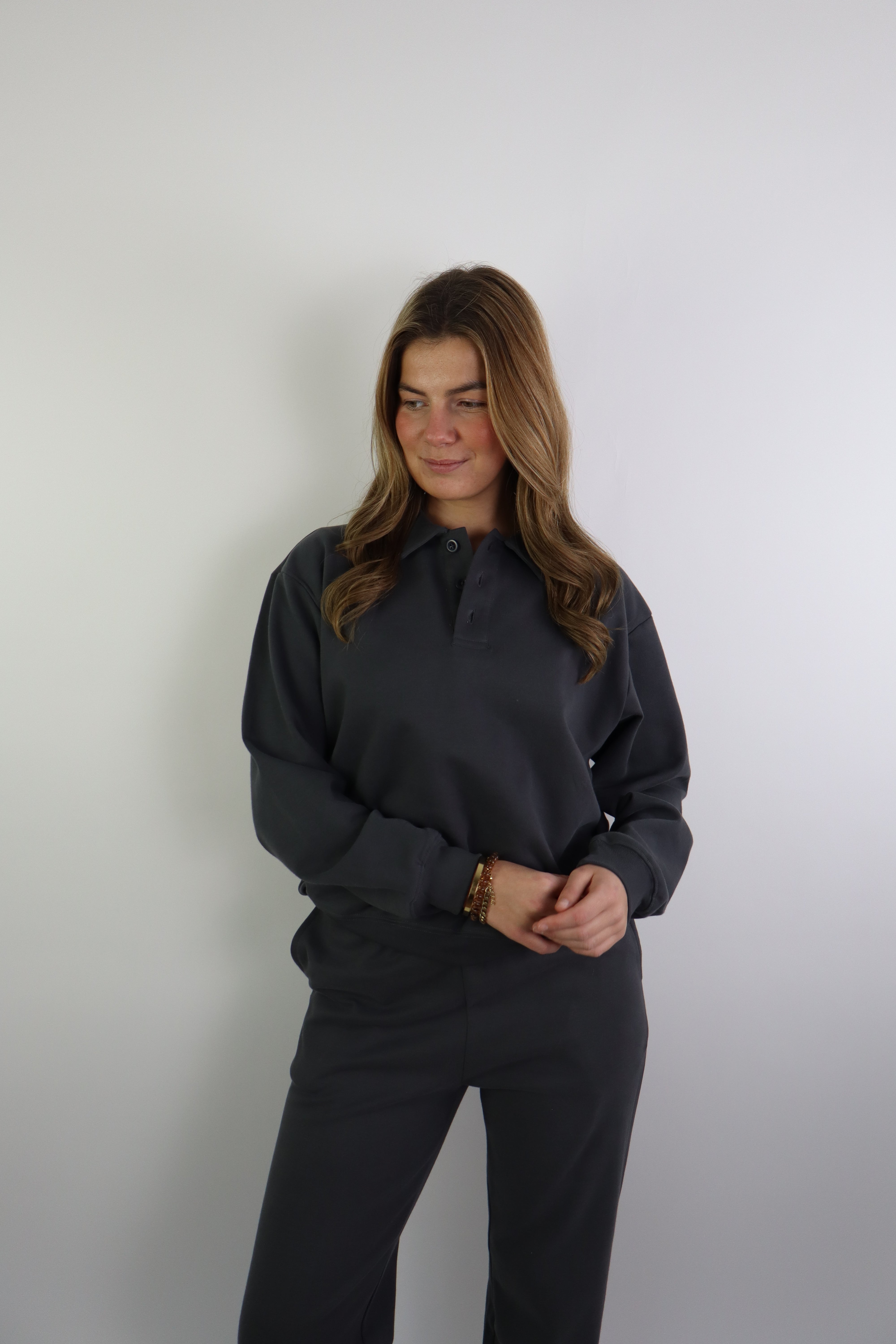 By Kie Basic Polo Sweater Dark Grey