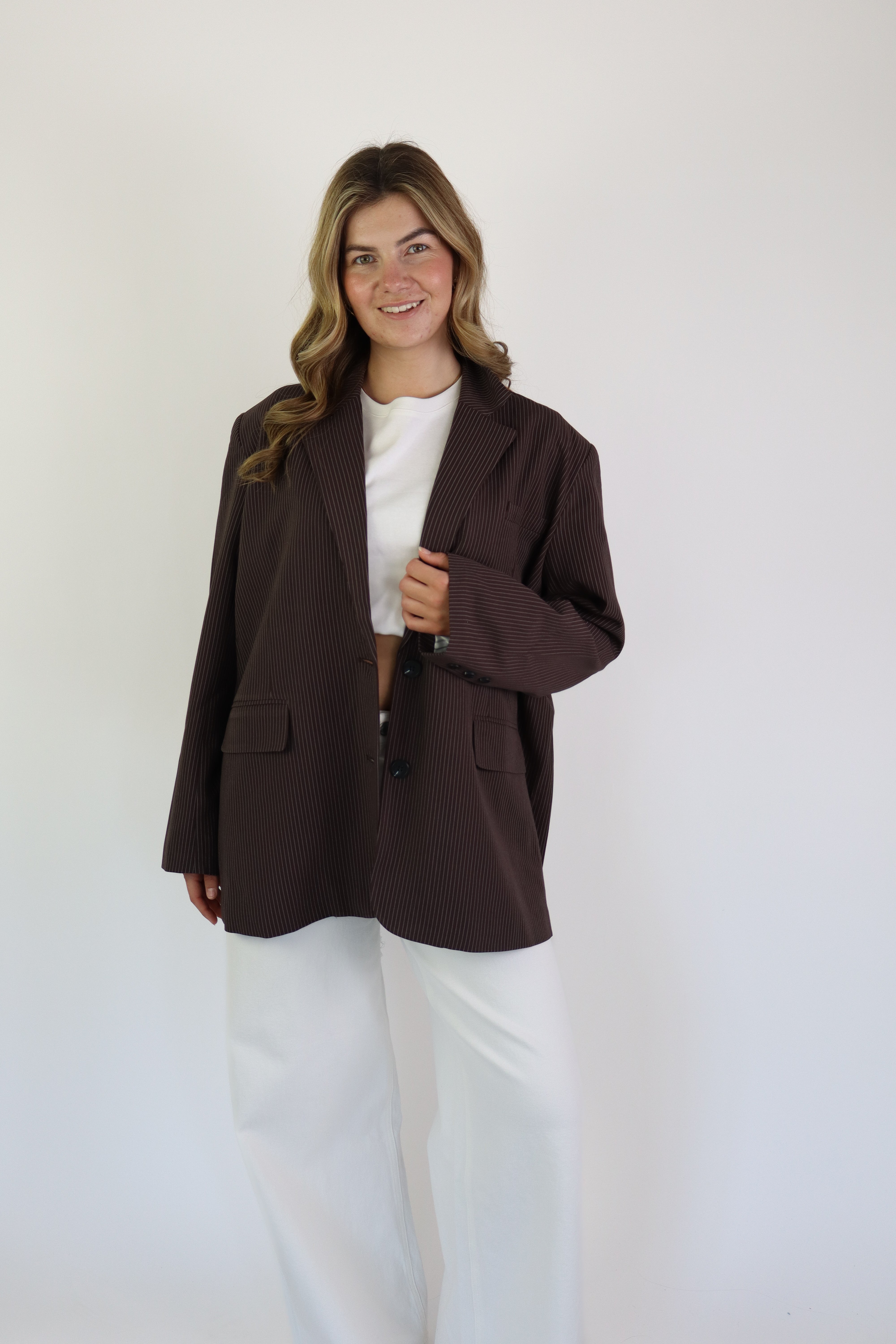Striped Blazer Brown