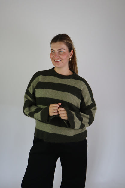 Selina Striped Sweater Green