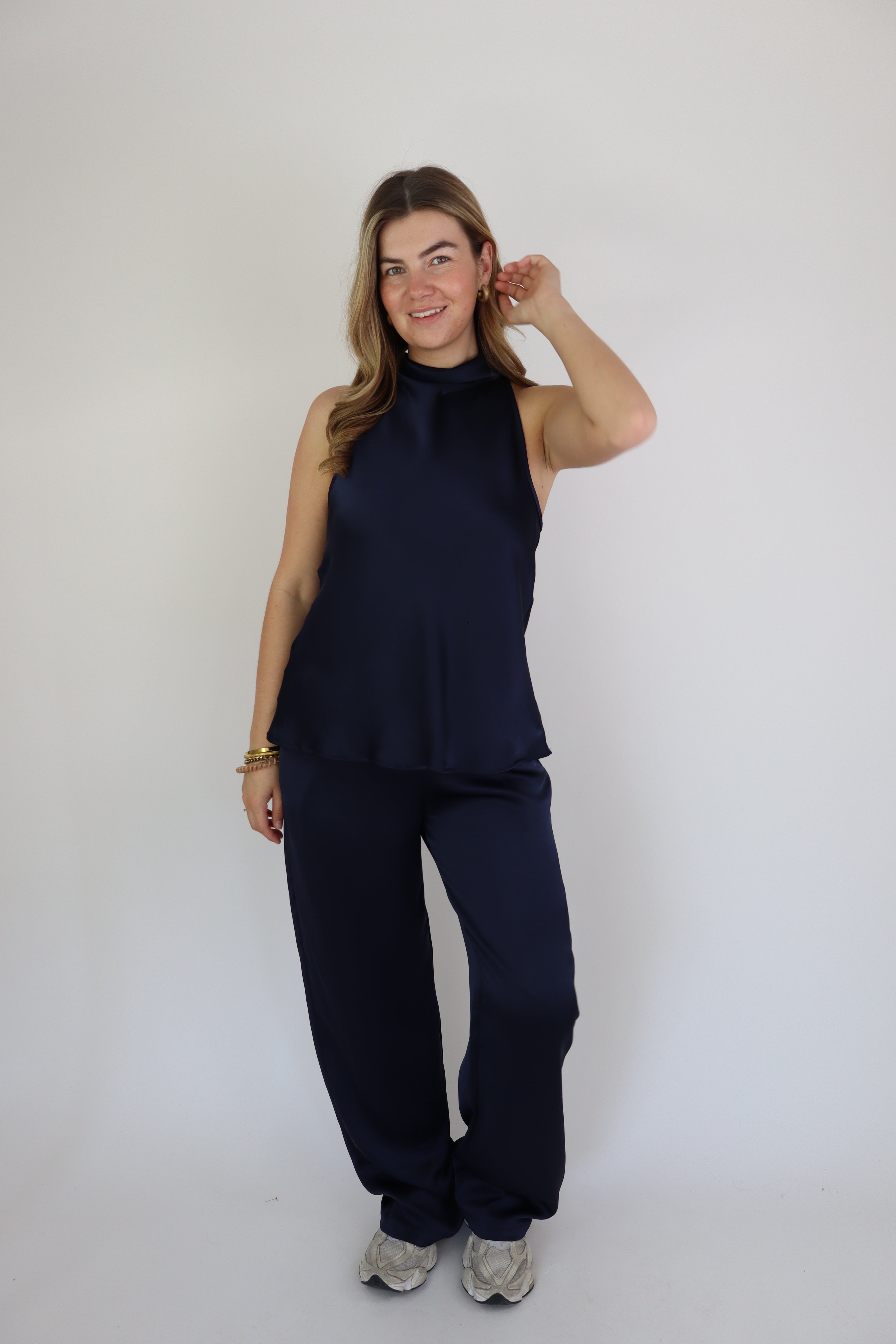 Satijnen Broek Navy