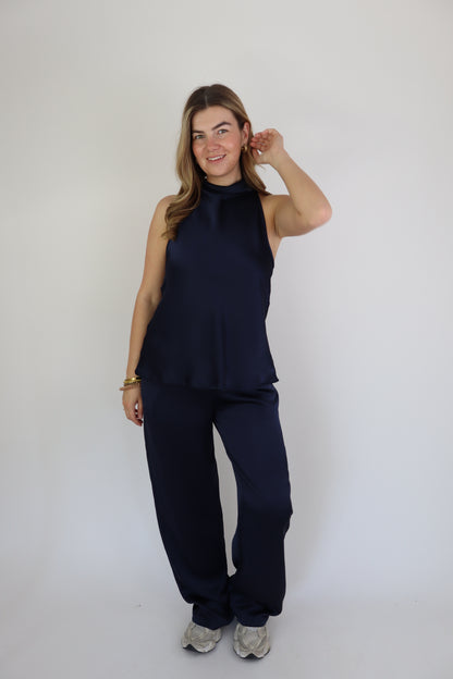 Satijnen Broek Navy