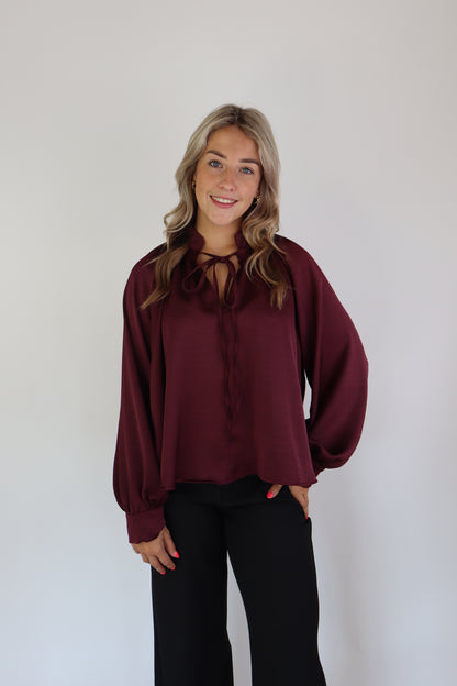 Layla Satijnen Blouse Bordeaux