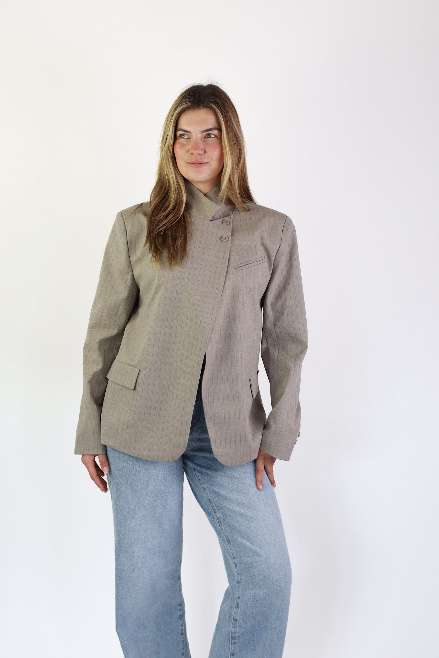 Kim Blazer Striped Taupe
