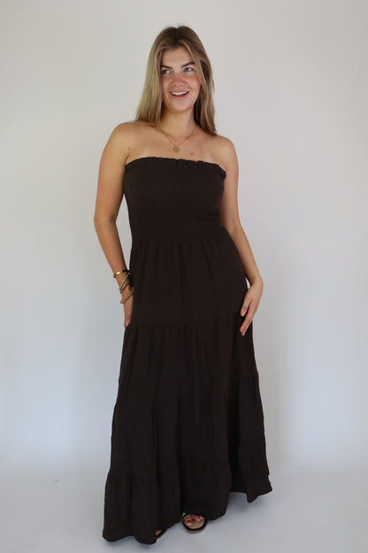 Katoenen Maxi Dress Brown