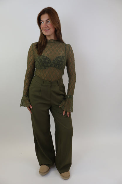 Bowie Wide Leg Pantalon | Green