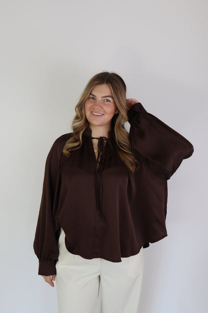 Layla Satijnen Blouse Brown
