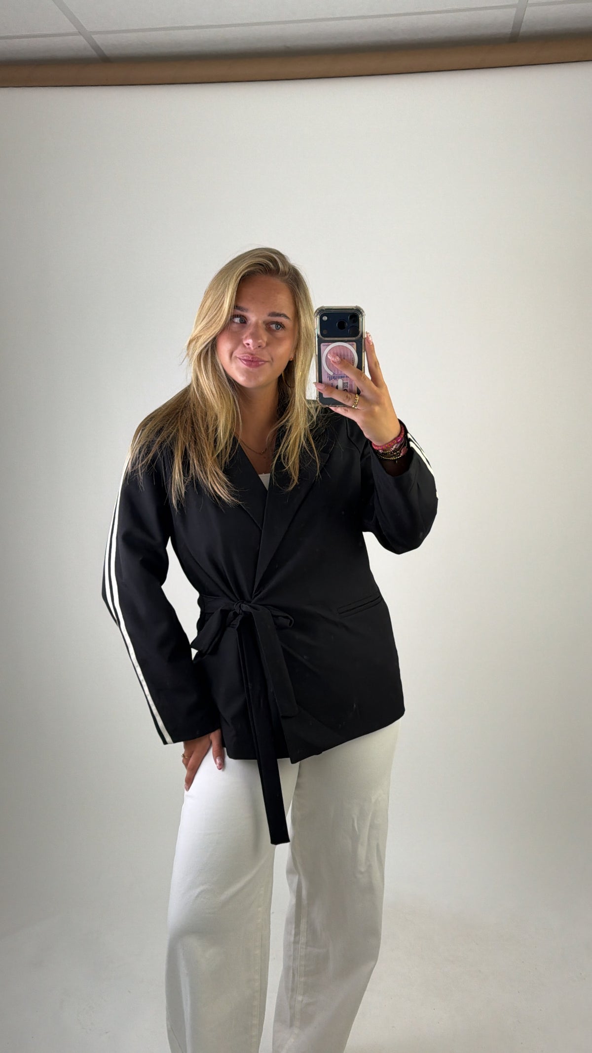Gina Striped Blazer Black