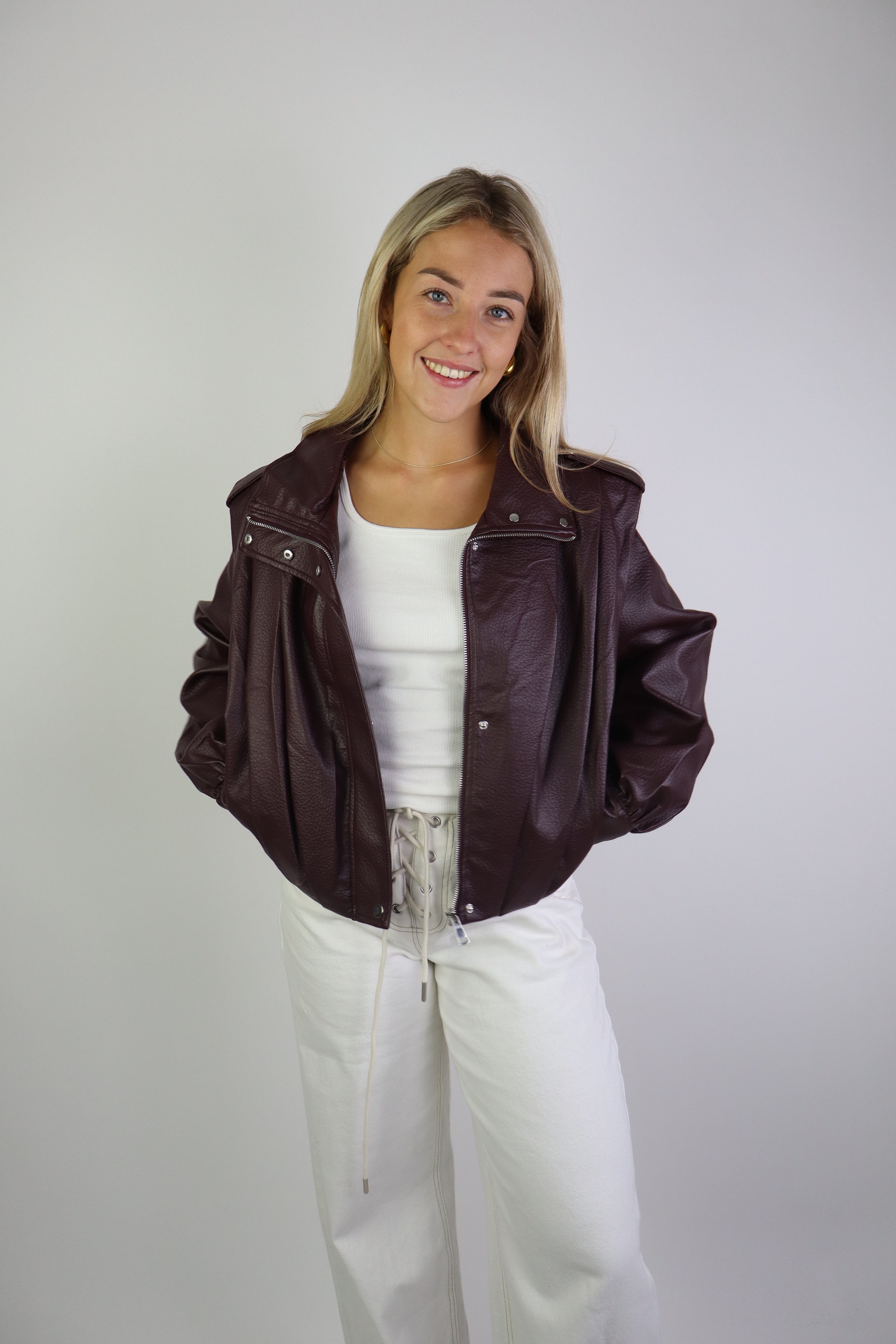 Nadien Leather Jacket Bordeaux
