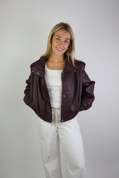 Nadien Leather Jacket Bordeaux