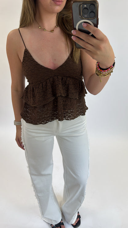 Fleur Lace Top Brown