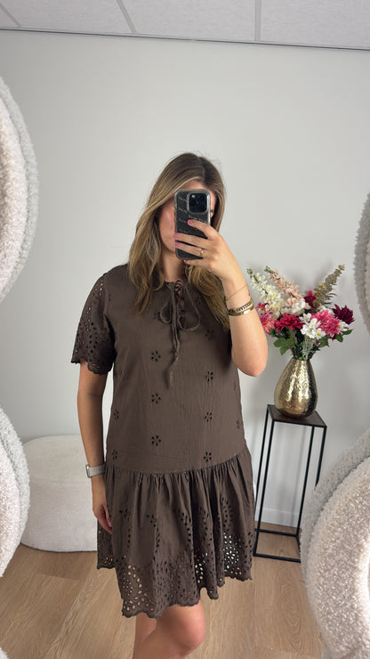 Marah Broderie Dress Brown