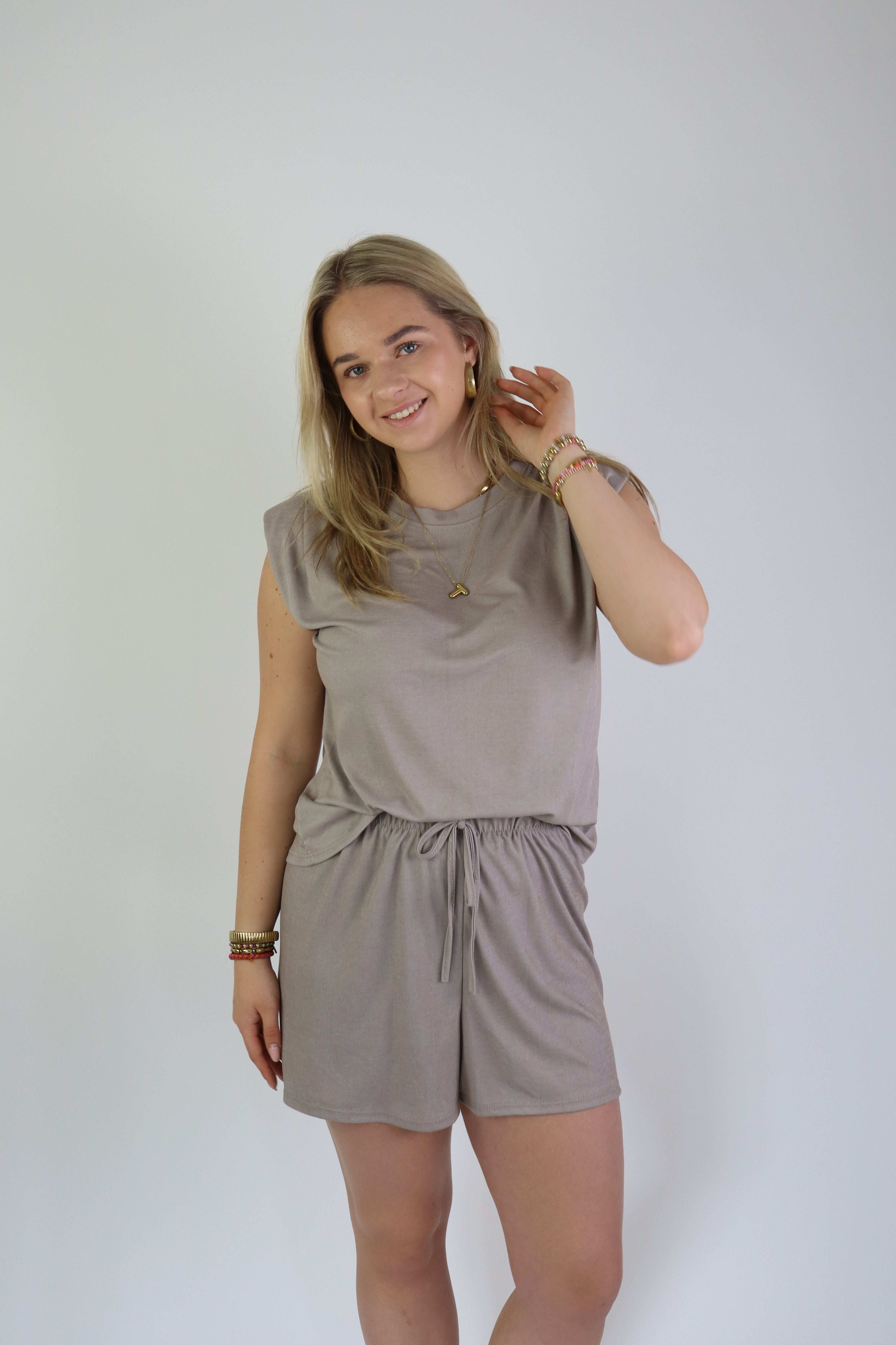 Noëlle Two Piece Set Short Taupe