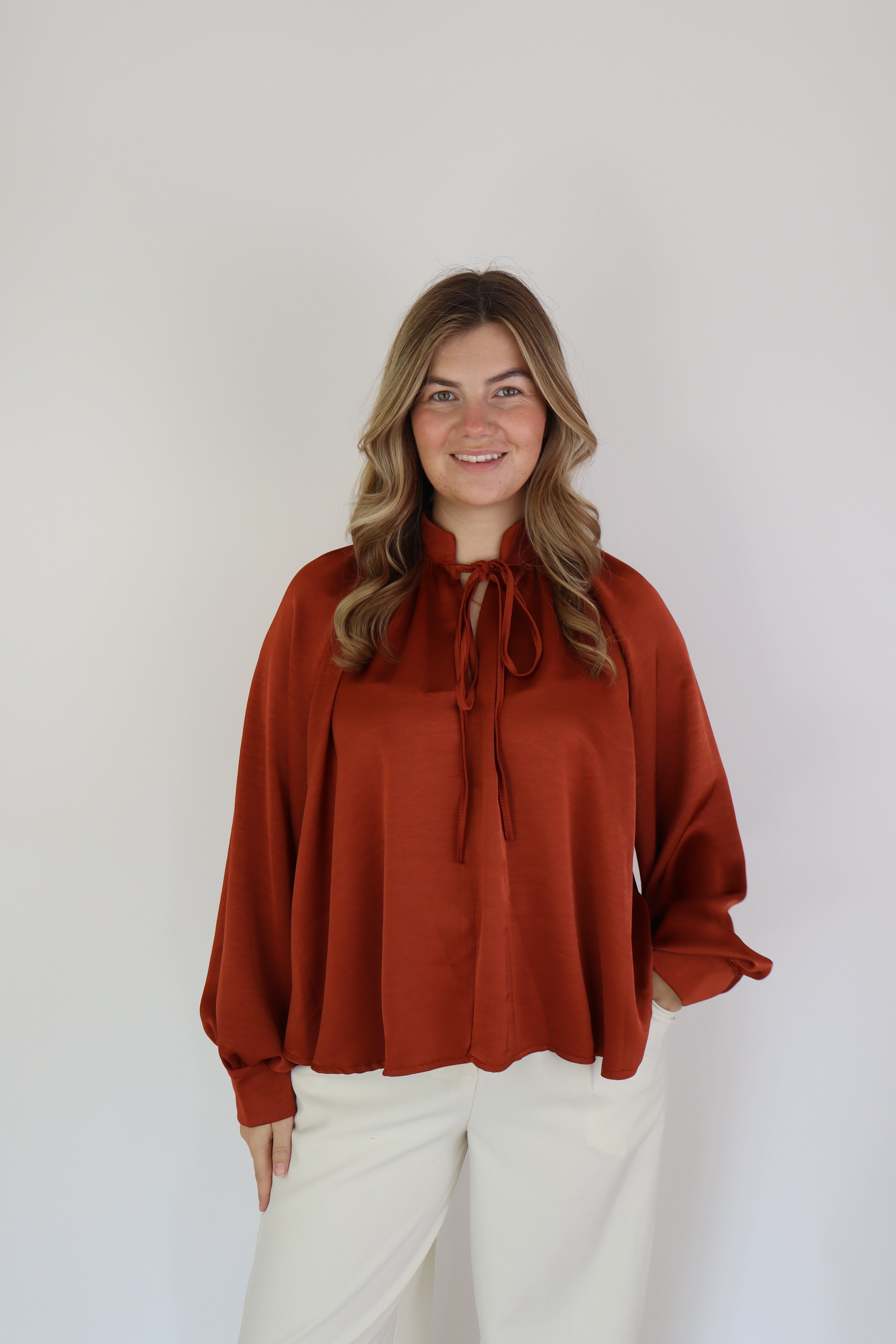 Layla Satijnen Blouse Roest