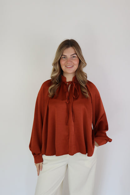 Layla Satijnen Blouse Roest