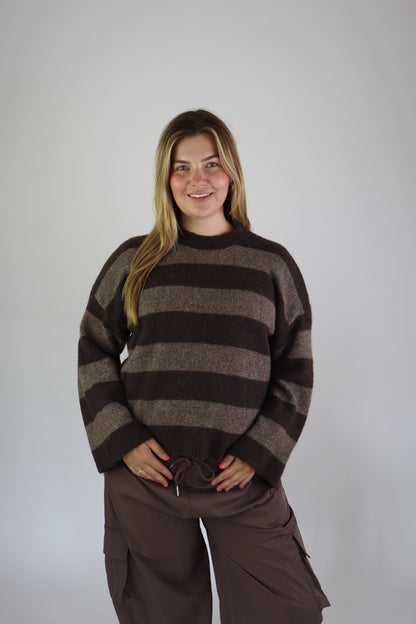 Selina Striped Sweater Brown/Taupe