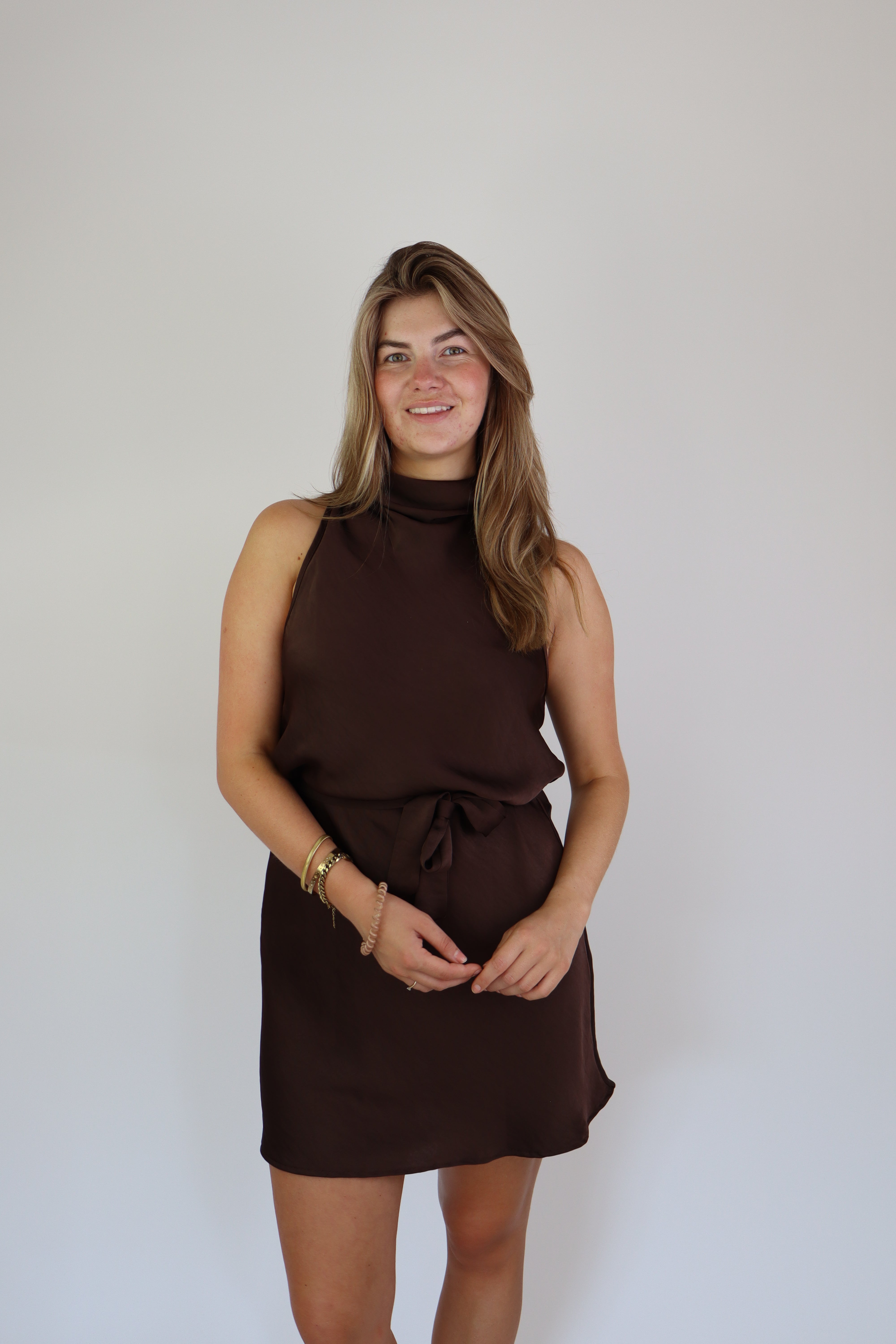 Satijnen Dress Brown