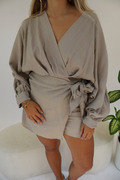 Dyanne Wrap Playsuit Beige