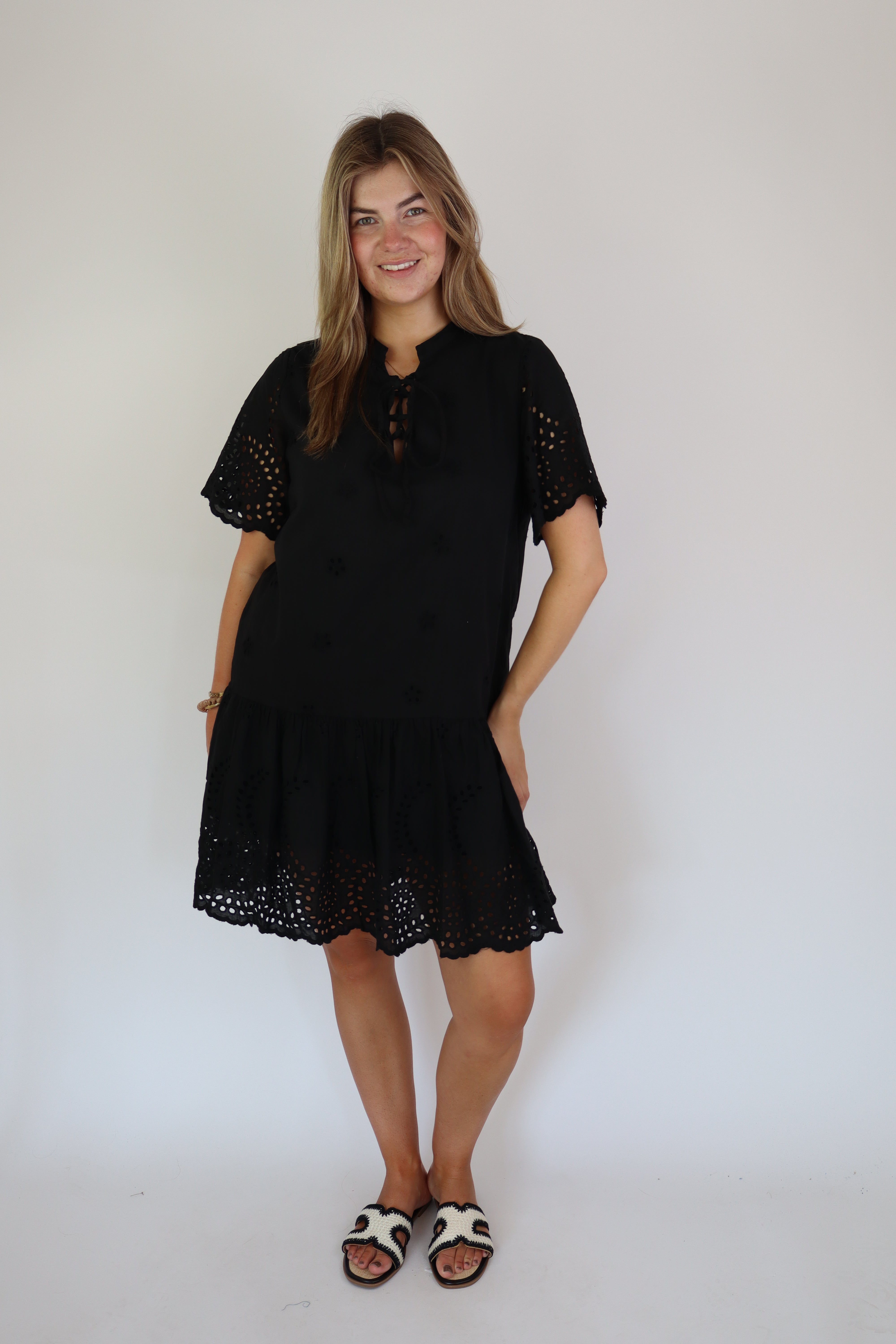 Marah Broderie Dress Black