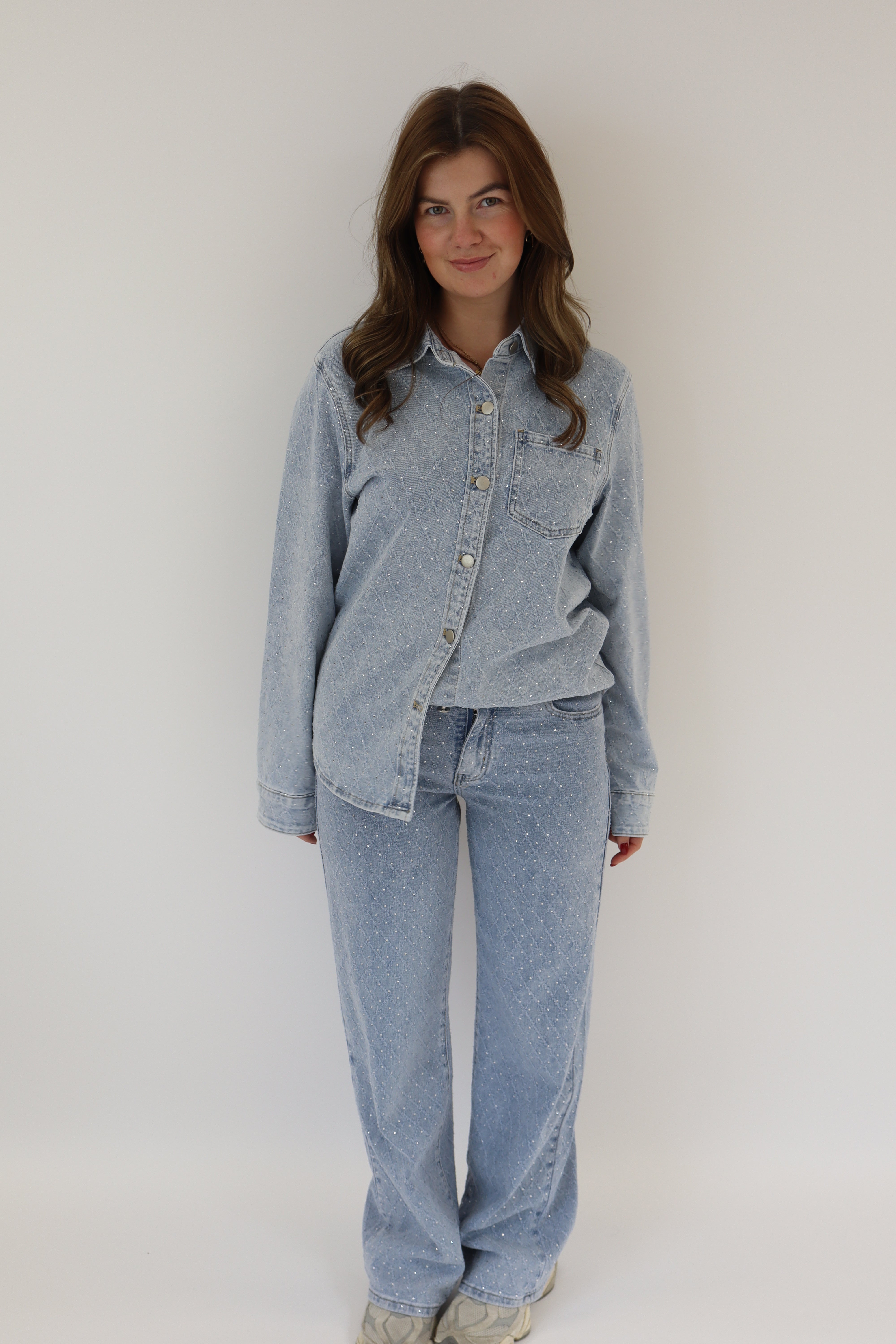 Wide Leg Glitter Jeans Denim | RD8560-1