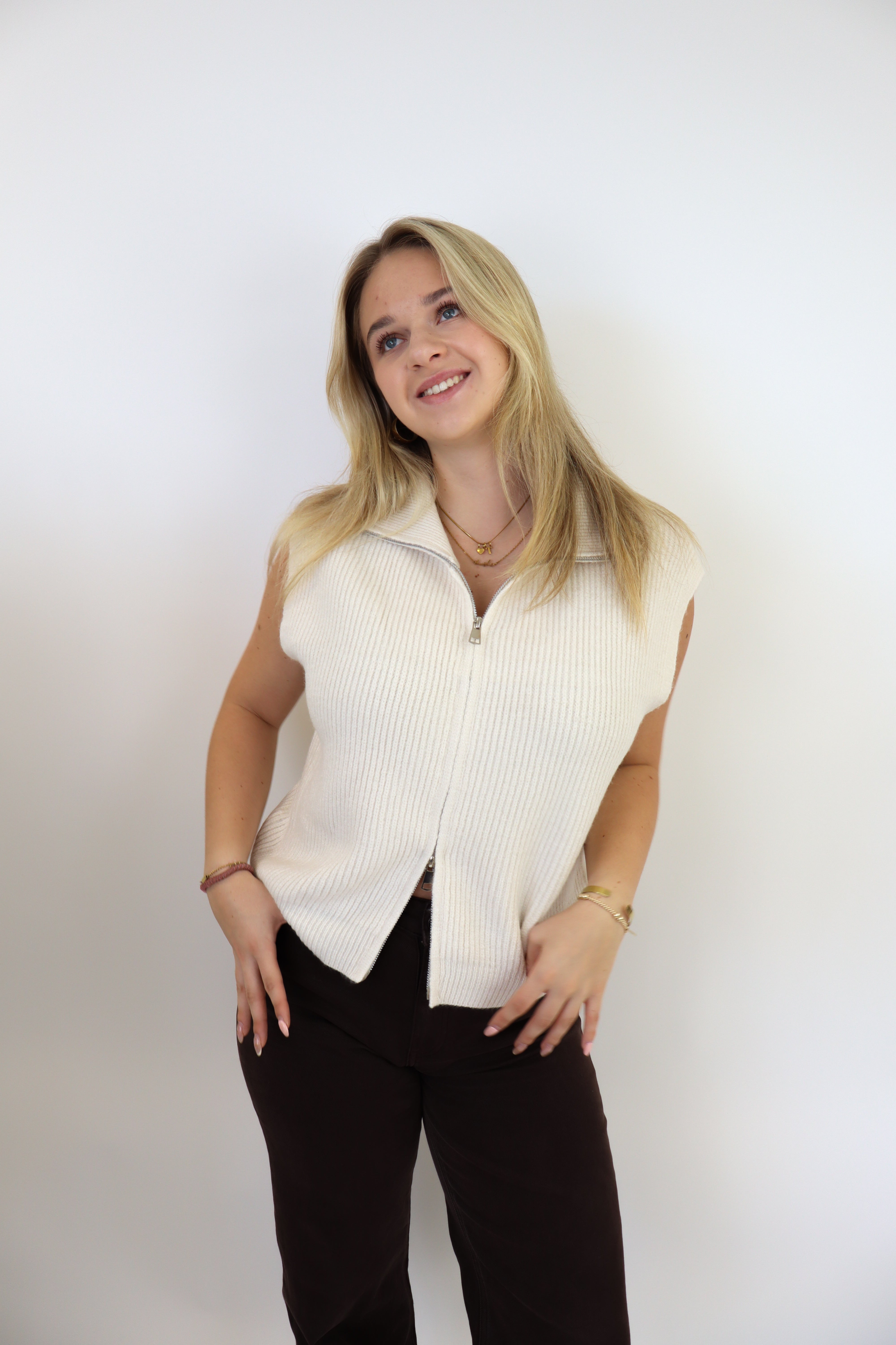 Alexandra Zipped Gilet Off White