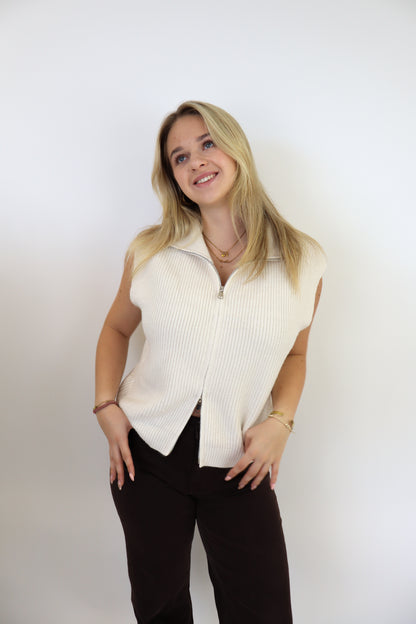 Alexandra Zipped Gilet Off White
