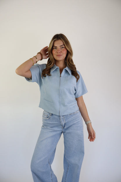 Nummer 11 Noortje Suede Top Light Blue